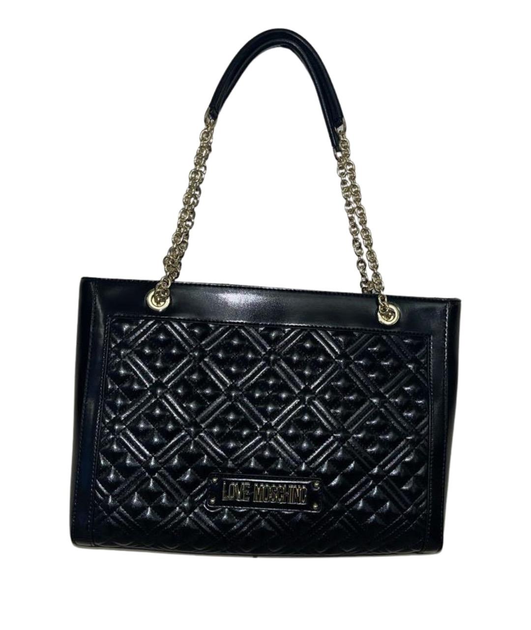 LOVE MOSCHINO Черная сумка тоут из искусственной кожи, фото 1