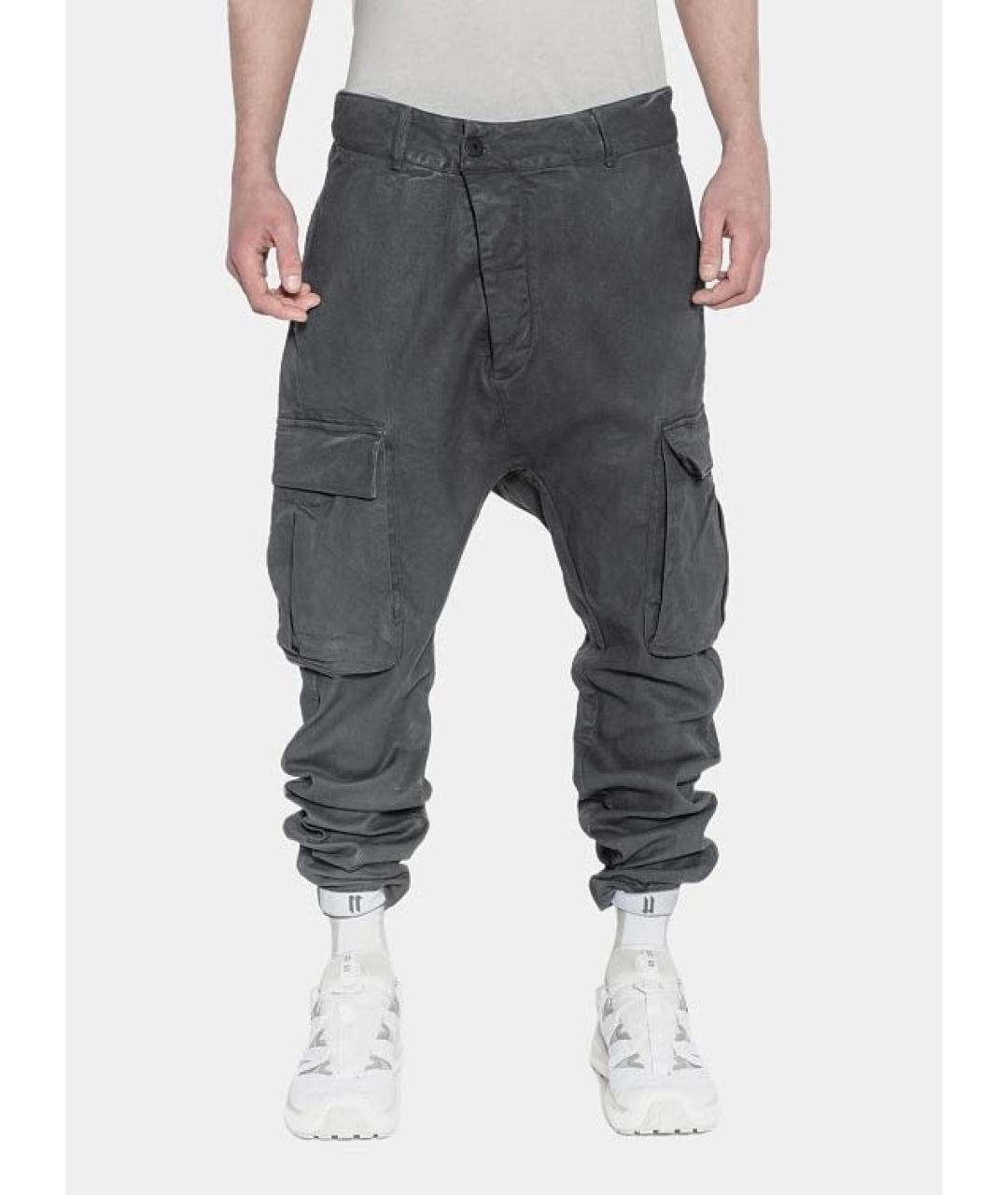 BORIS BIDJAN Антрацитовые хлопковые повседневные брюки, фото 4