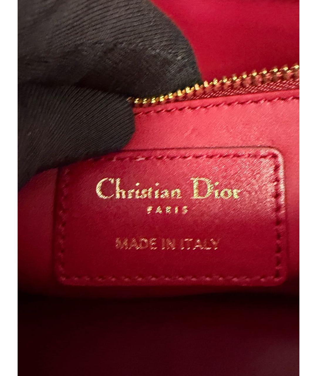 CHRISTIAN DIOR Красная кожаная сумка через плечо, фото 6