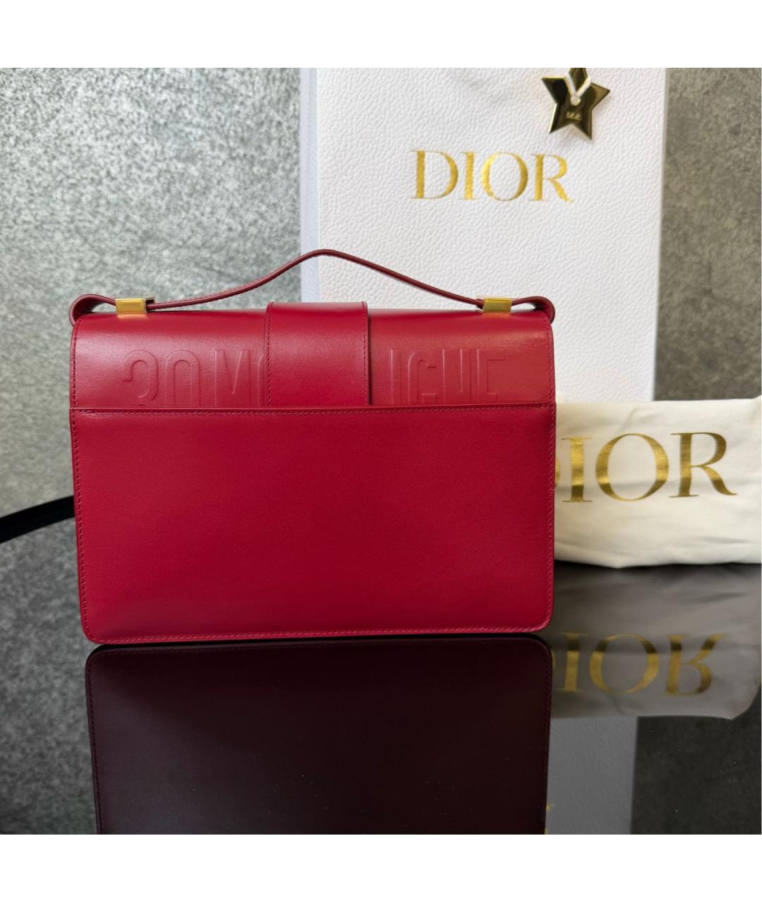 CHRISTIAN DIOR Красная кожаная сумка через плечо, фото 3