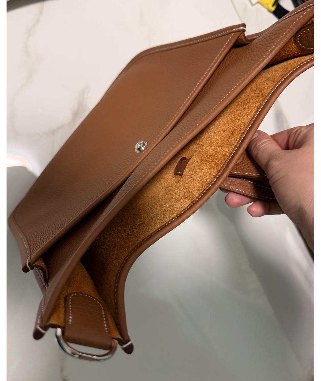 HERMES Коричневая кожаная сумка через плечо, фото 4