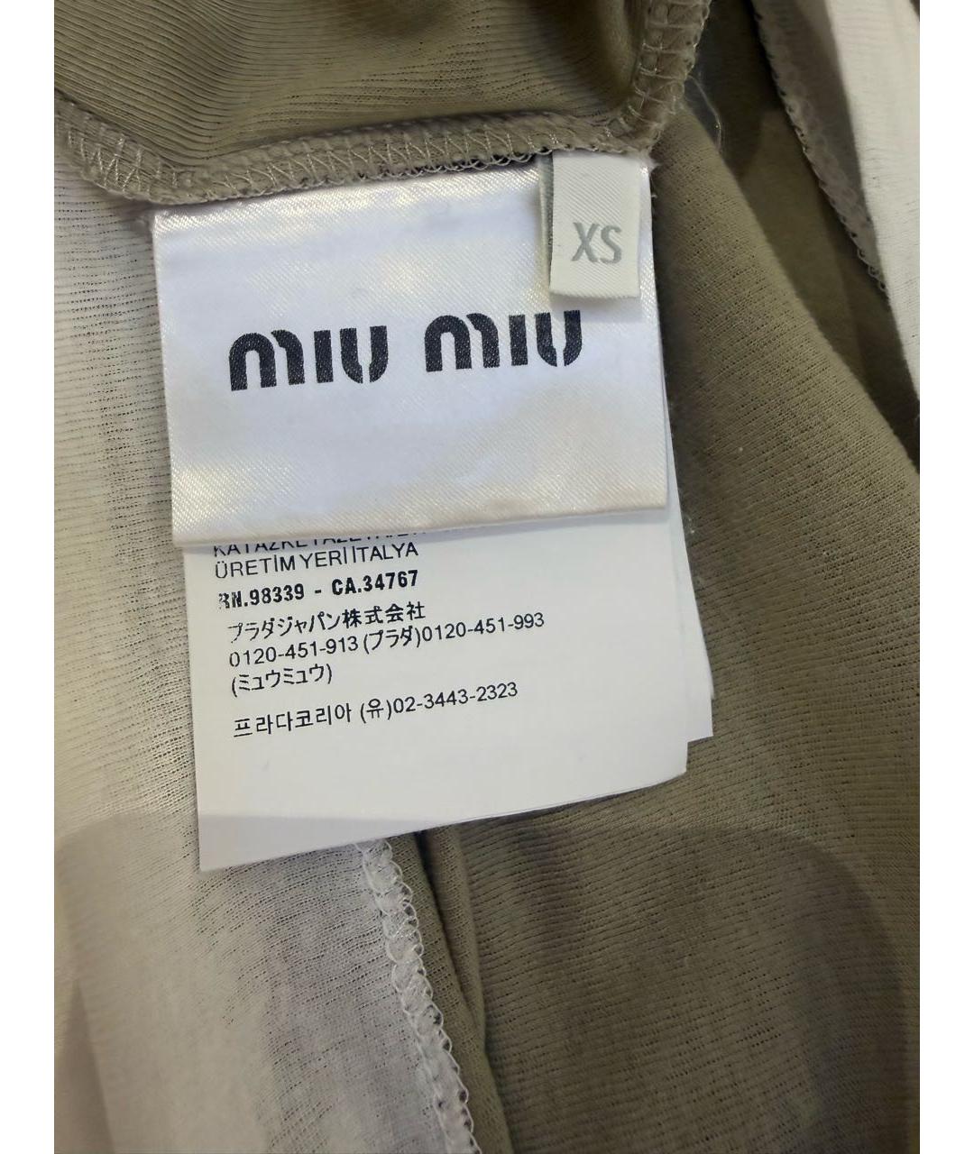 MIU MIU Бежевая хлопковая майка, фото 4