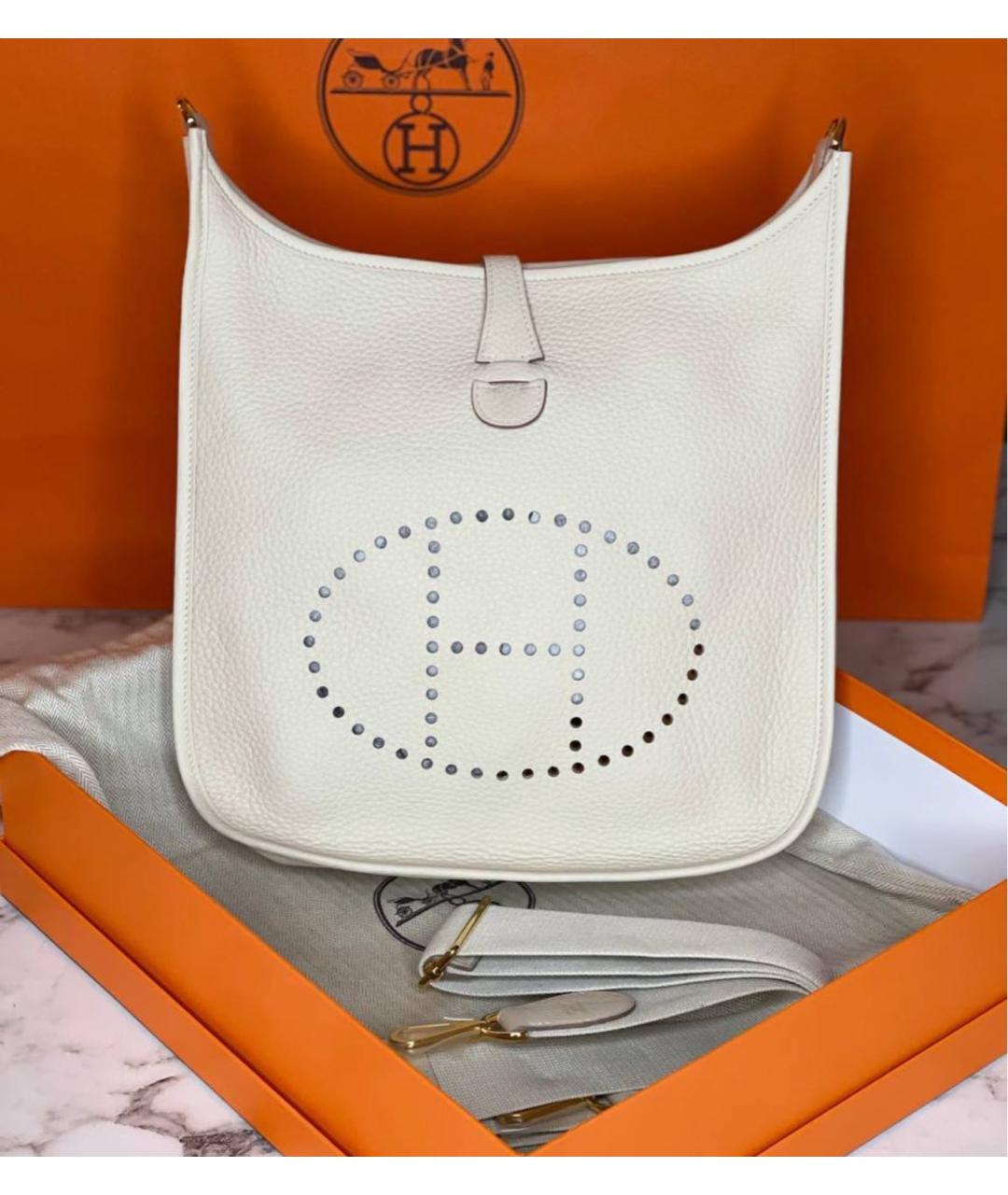 HERMES Бежевая кожаная сумка через плечо, фото 2