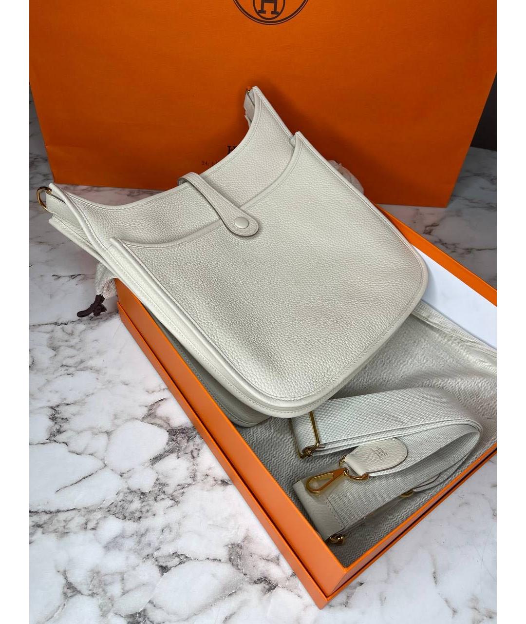 HERMES Бежевая кожаная сумка через плечо, фото 4