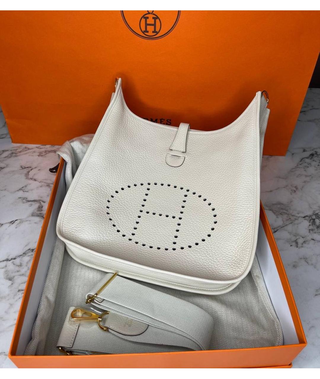 HERMES Бежевая кожаная сумка через плечо, фото 3