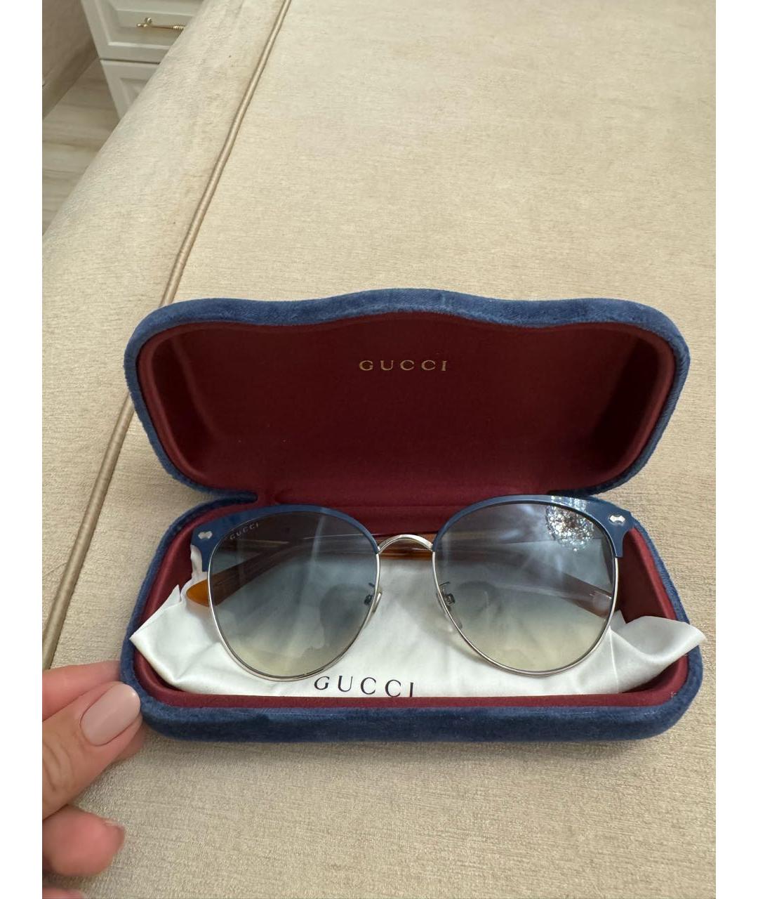 GUCCI Темно-синие пластиковые солнцезащитные очки, фото 2