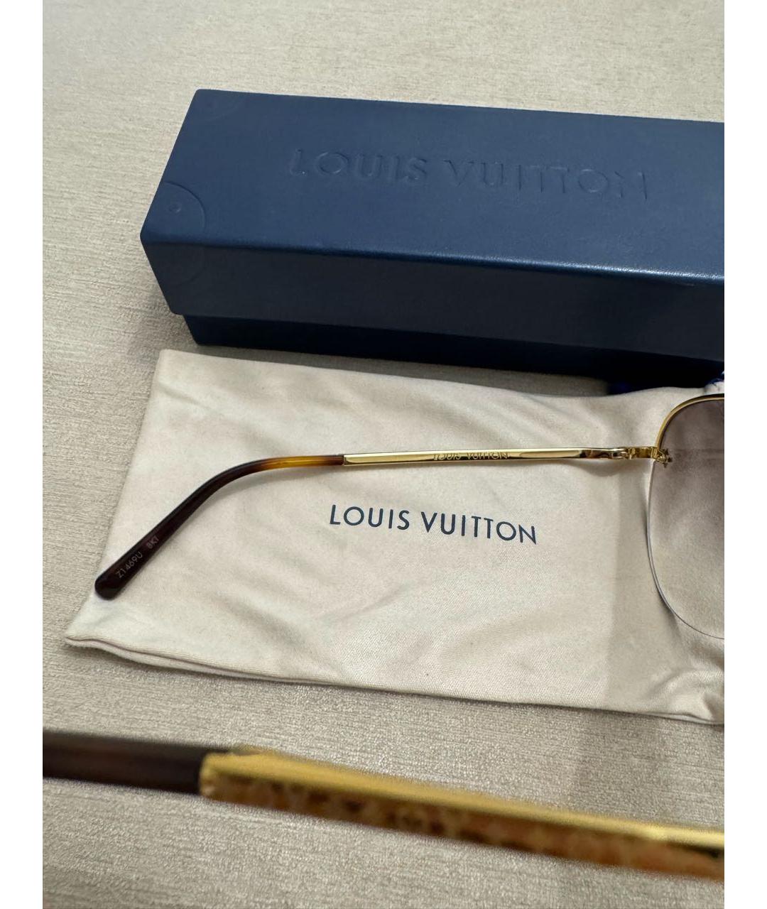 LOUIS VUITTON Золотые металлические солнцезащитные очки, фото 7