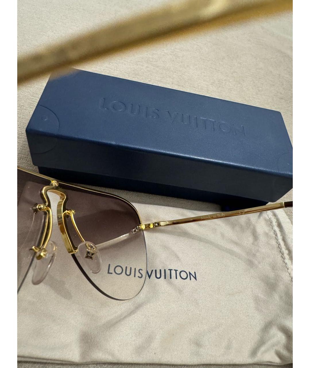 LOUIS VUITTON Золотые металлические солнцезащитные очки, фото 8