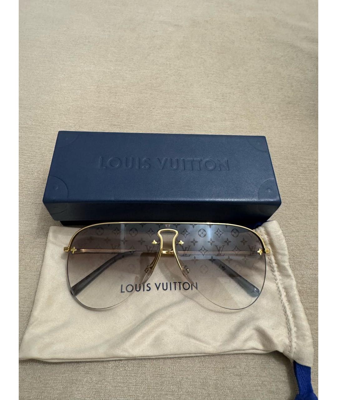 LOUIS VUITTON Золотые металлические солнцезащитные очки, фото 2