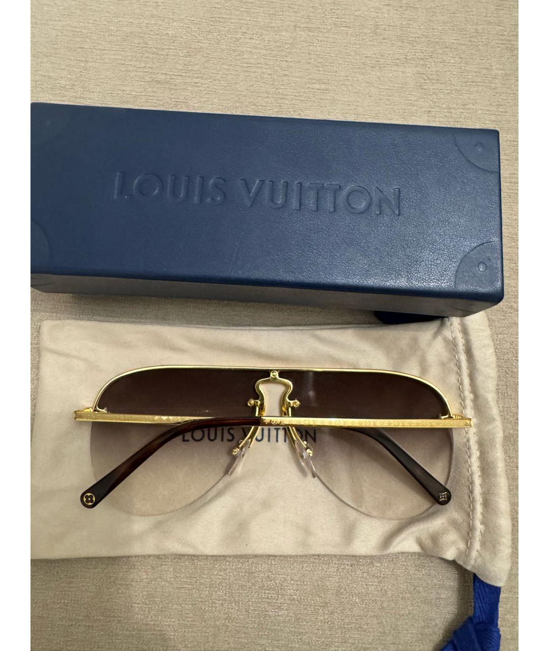 LOUIS VUITTON Золотые металлические солнцезащитные очки, фото 4