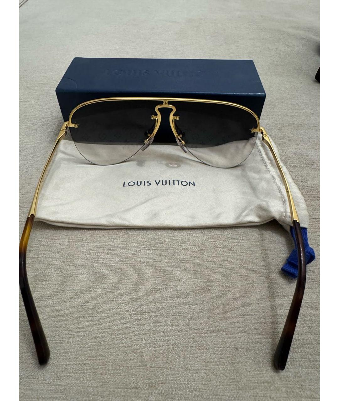 LOUIS VUITTON Золотые металлические солнцезащитные очки, фото 6