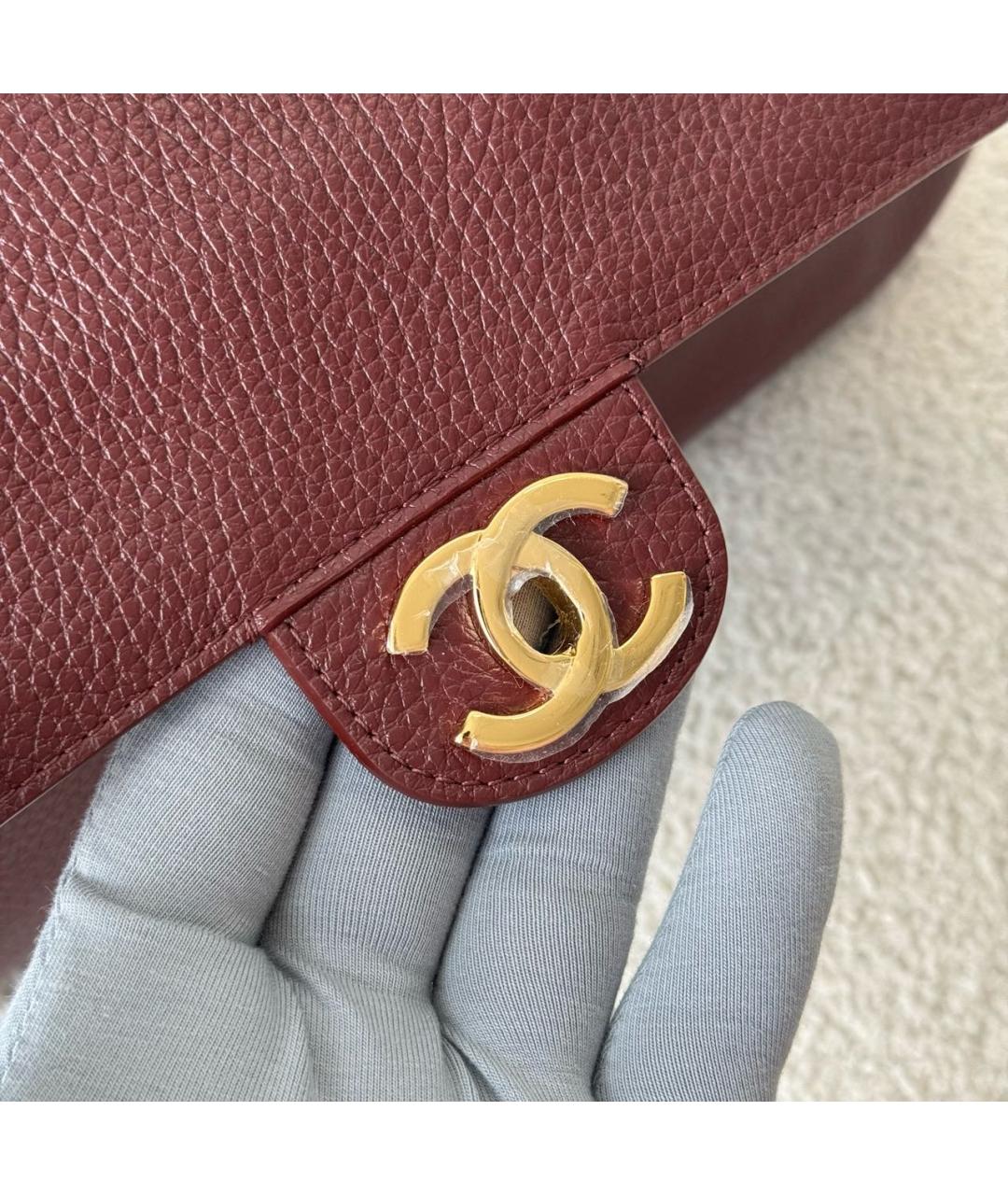 CHANEL Бордовая кожаная сумка через плечо, фото 4