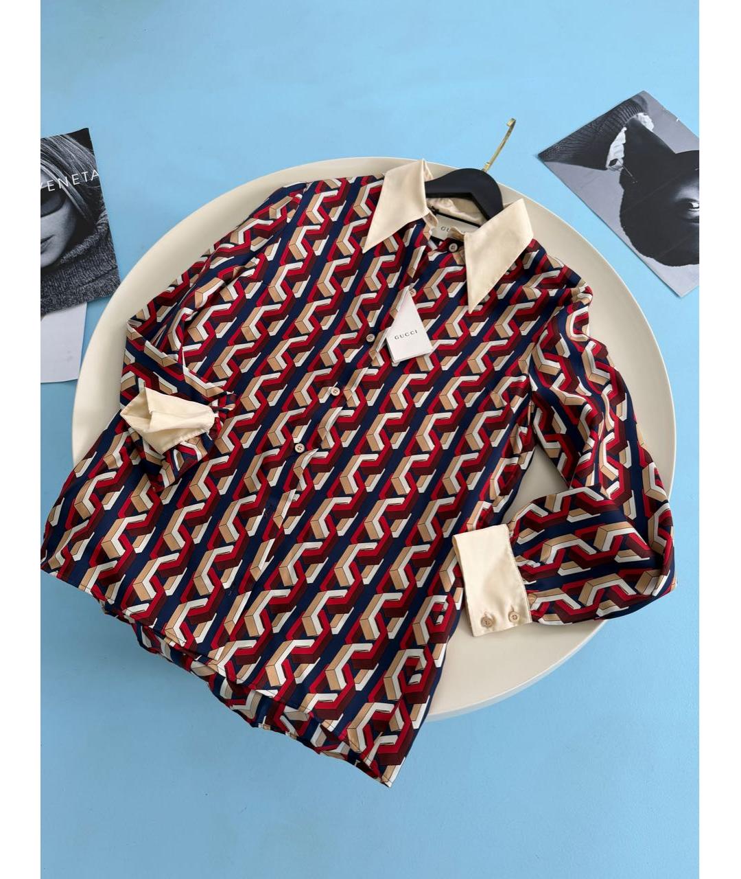 GUCCI Мульти шелковая блузы, фото 3