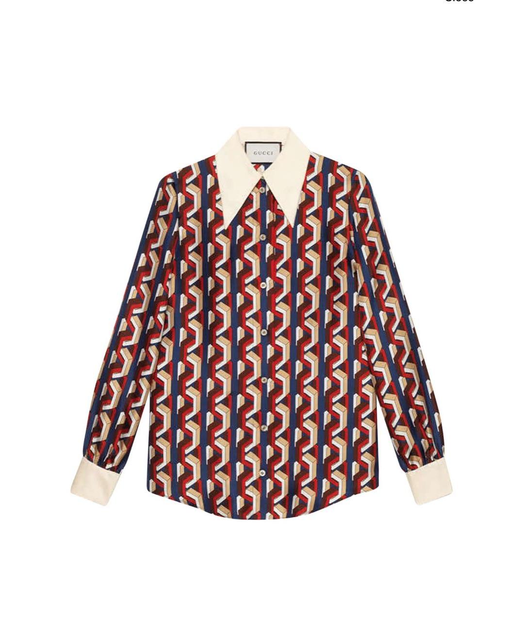 GUCCI Мульти шелковая блузы, фото 9