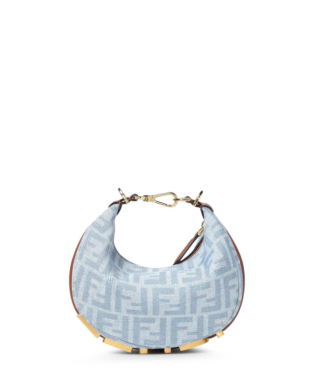 FENDI Голубая деним сумка с короткими ручками, фото 1