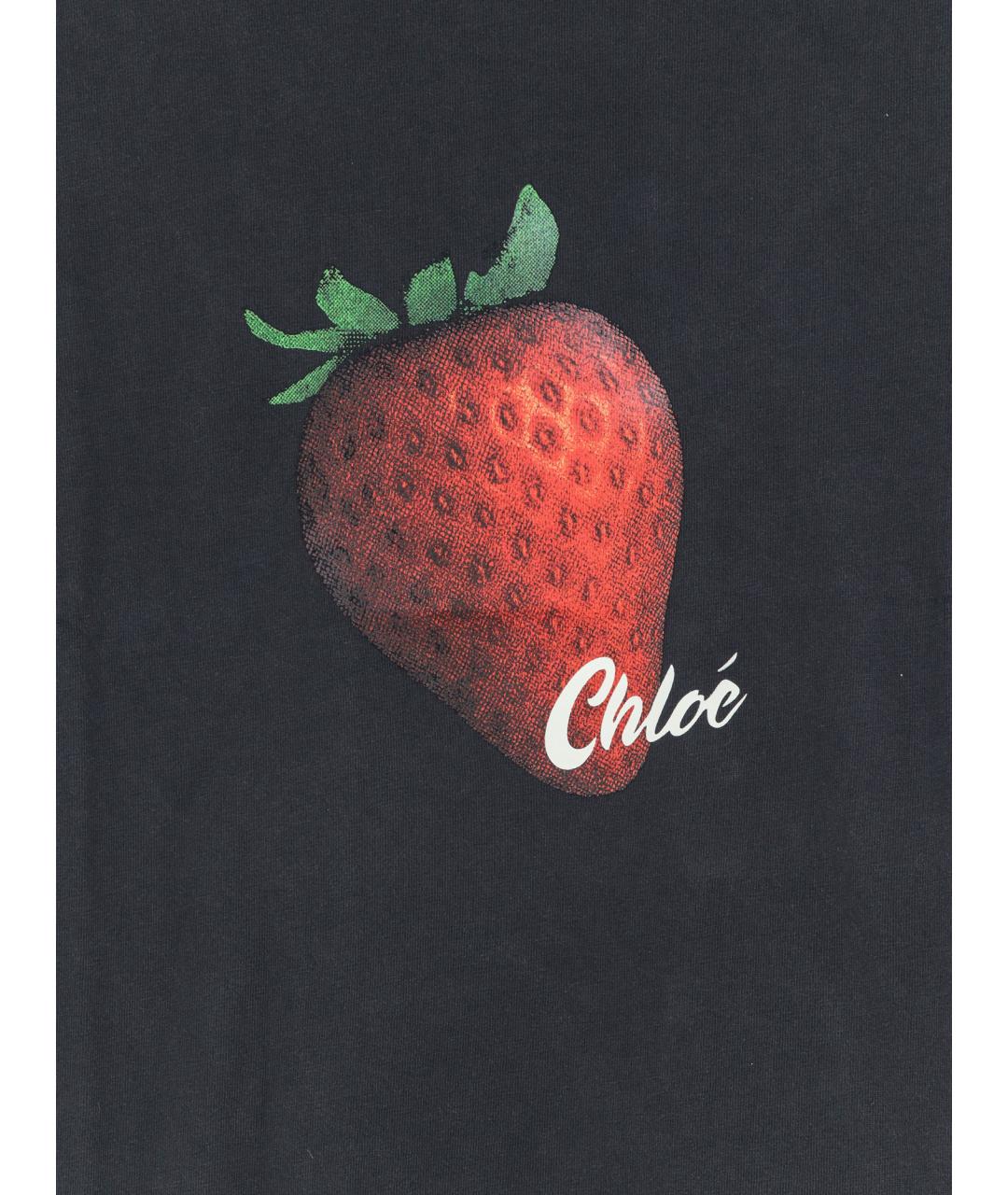 CHLOE Черная хлопковая футболка, фото 3