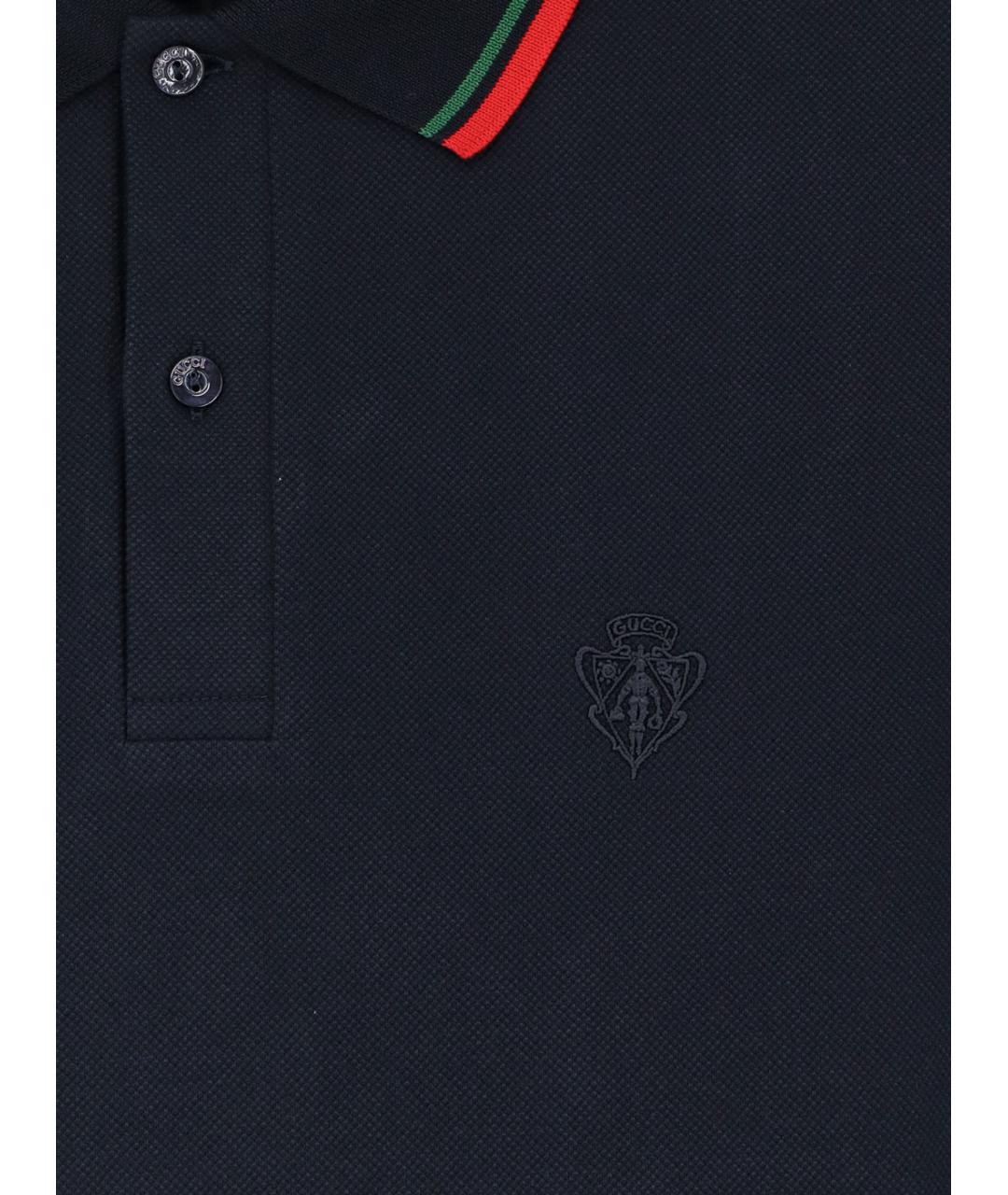 GUCCI Синее хлопковое поло с коротким рукавом, фото 3