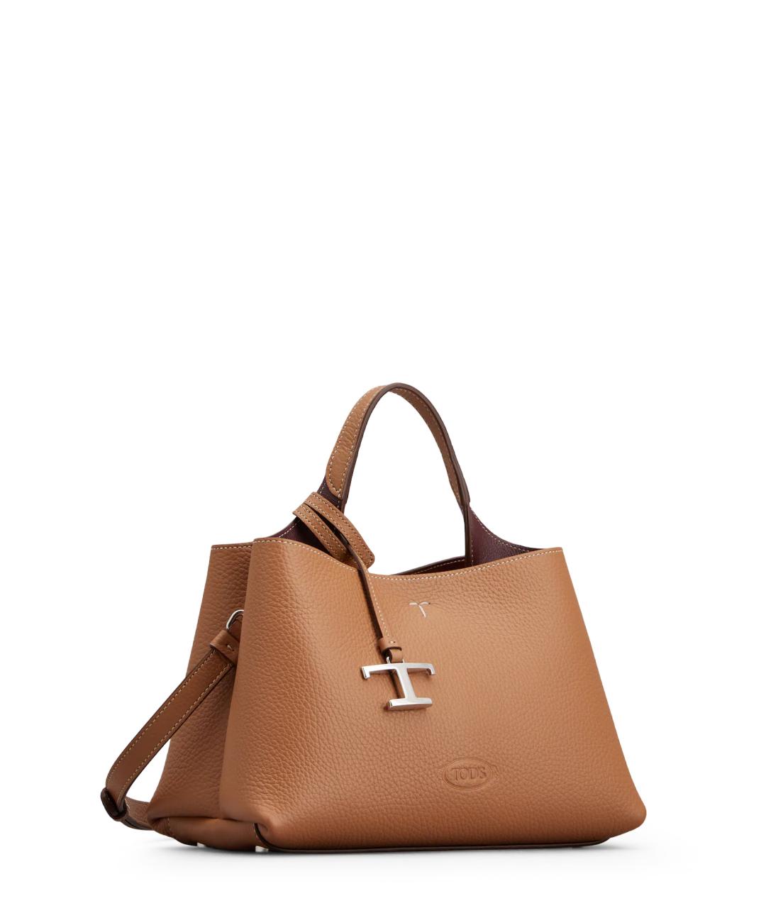 TOD'S Бежевая кожаная сумка тоут, фото 3
