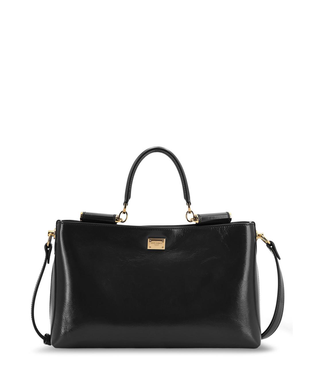 DOLCE&GABBANA Черная кожаная сумка с короткими ручками, фото 1