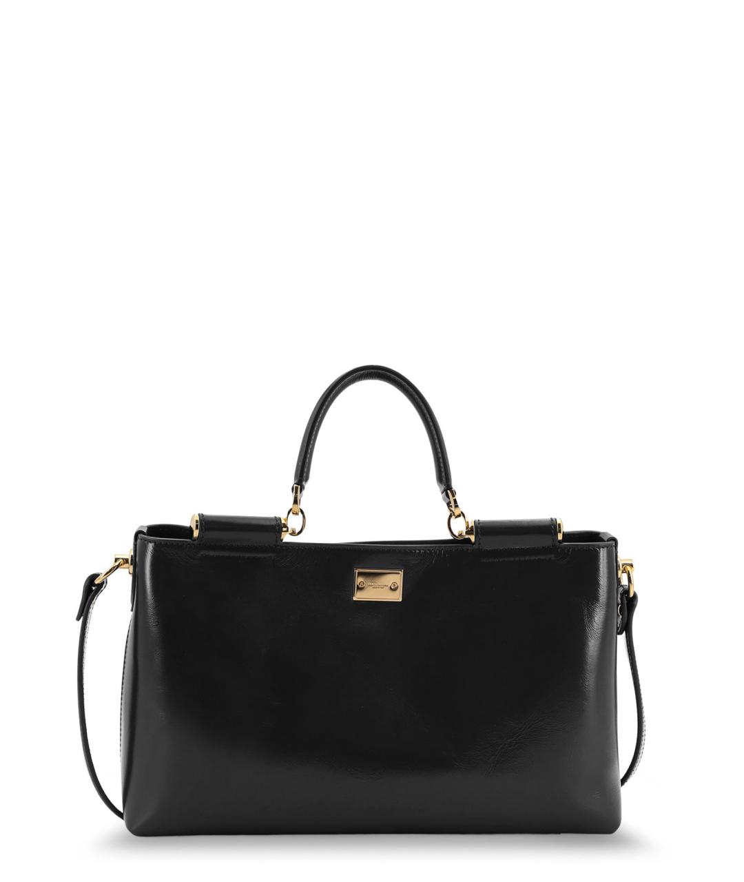 DOLCE&GABBANA Черная кожаная сумка с короткими ручками, фото 2