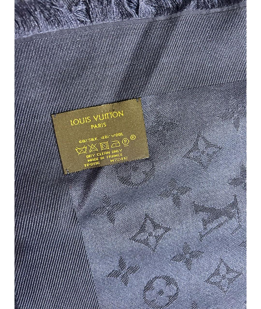 LOUIS VUITTON Темно-синий шерстяной платок, фото 2