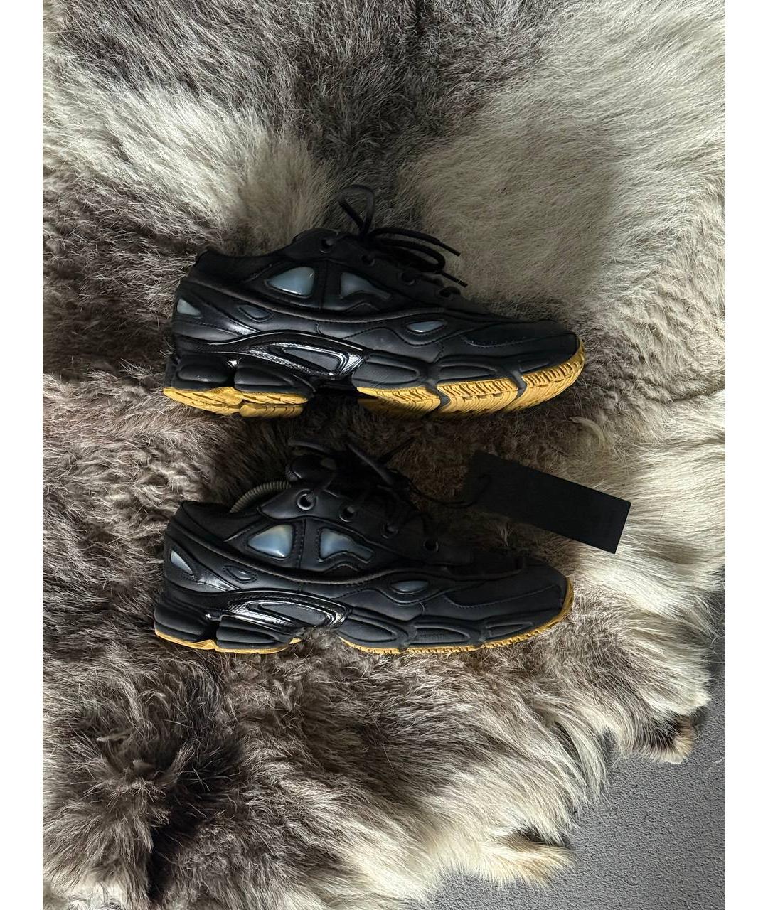 RAF SIMONS Черные кожаные низкие кроссовки / кеды, фото 6