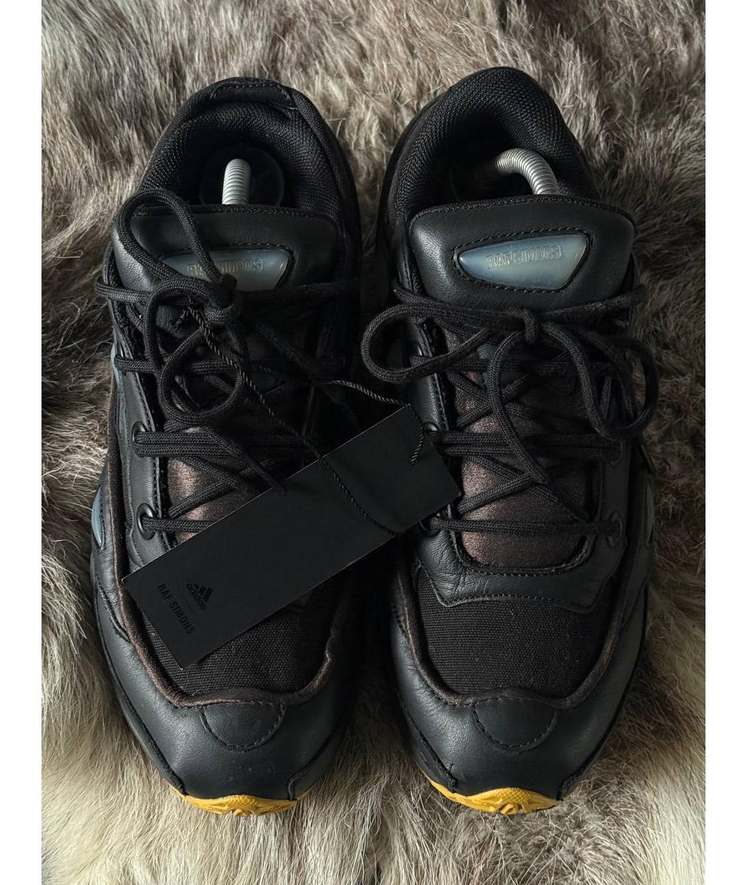 RAF SIMONS Черные кожаные низкие кроссовки / кеды, фото 4