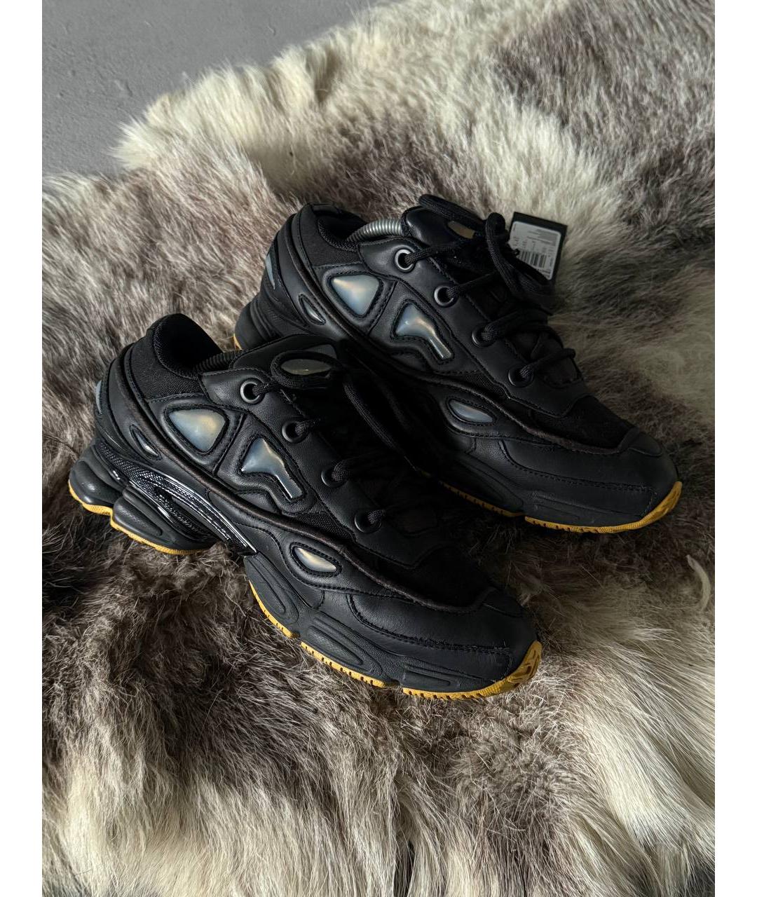 RAF SIMONS Черные кожаные низкие кроссовки / кеды, фото 2