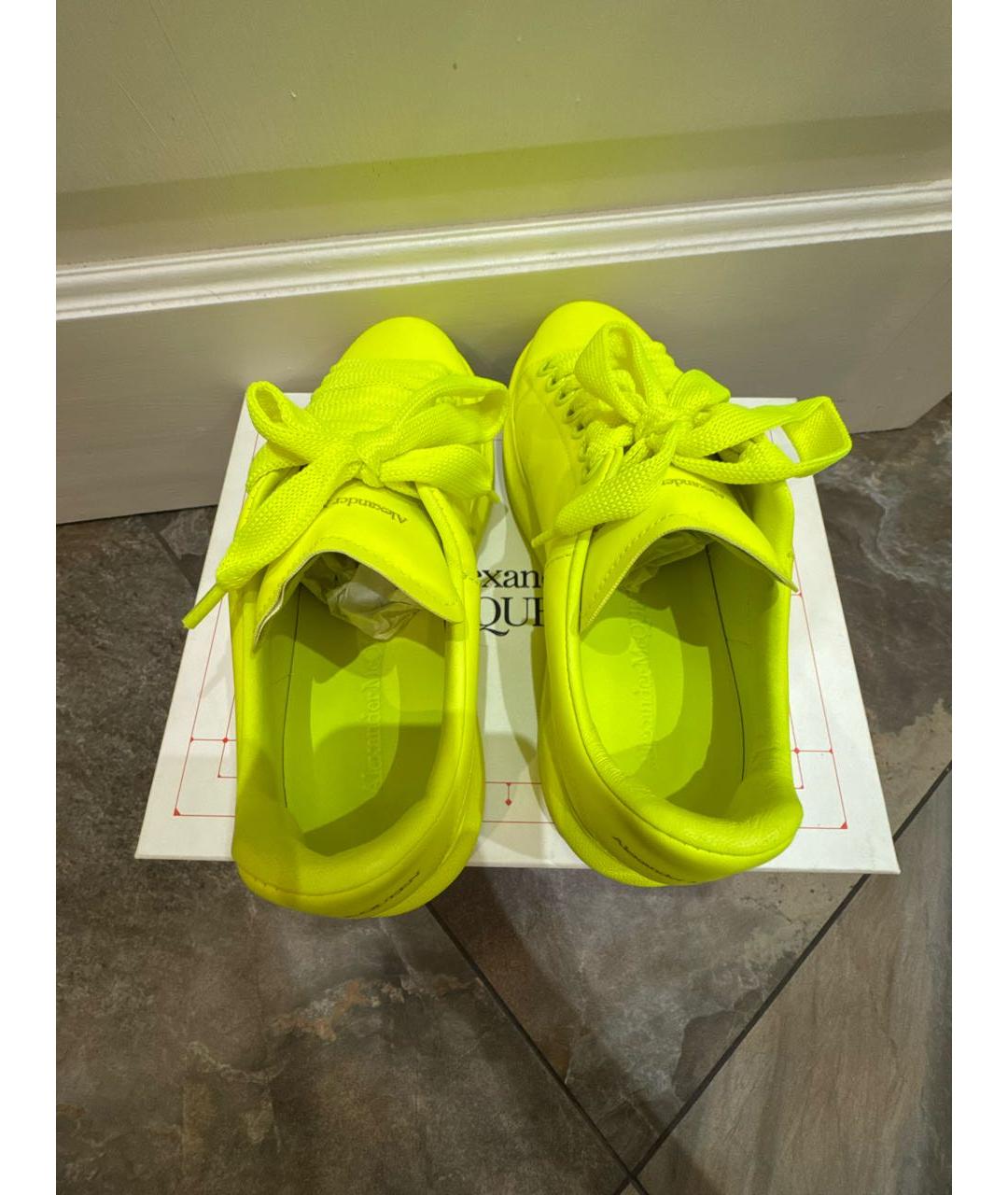 ALEXANDER MCQUEEN Желтые кожаные кеды, фото 3