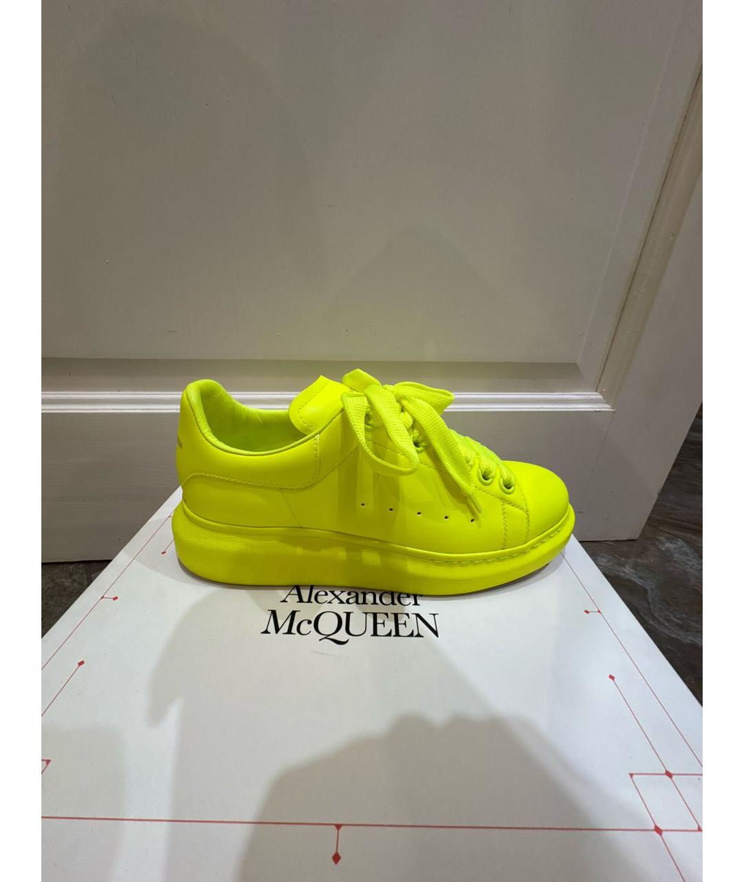 ALEXANDER MCQUEEN Желтые кожаные кеды, фото 6