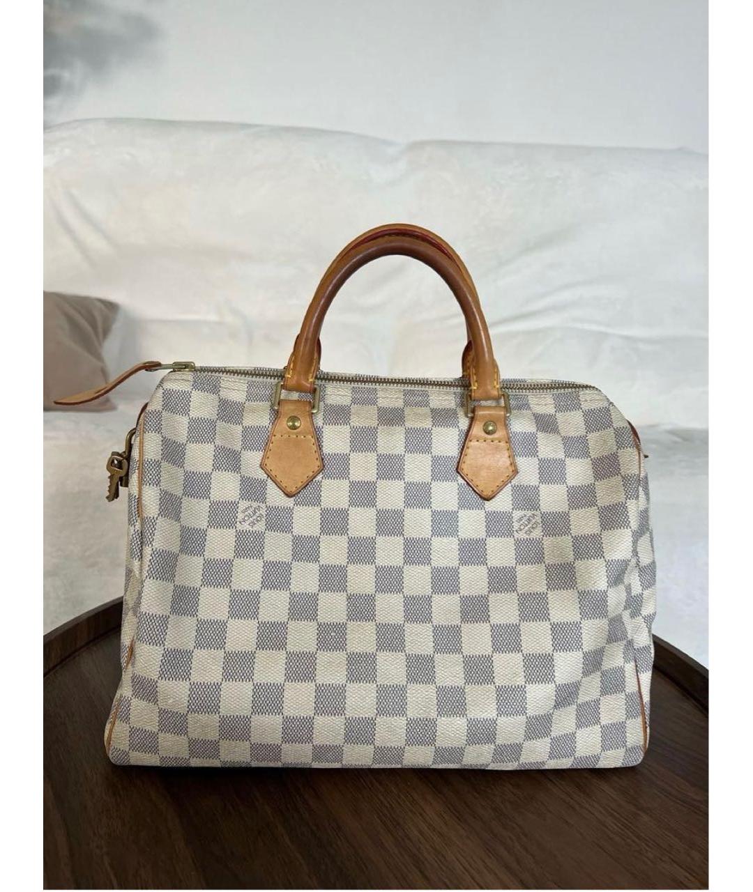 LOUIS VUITTON Бежевая кожаная сумка тоут, фото 3