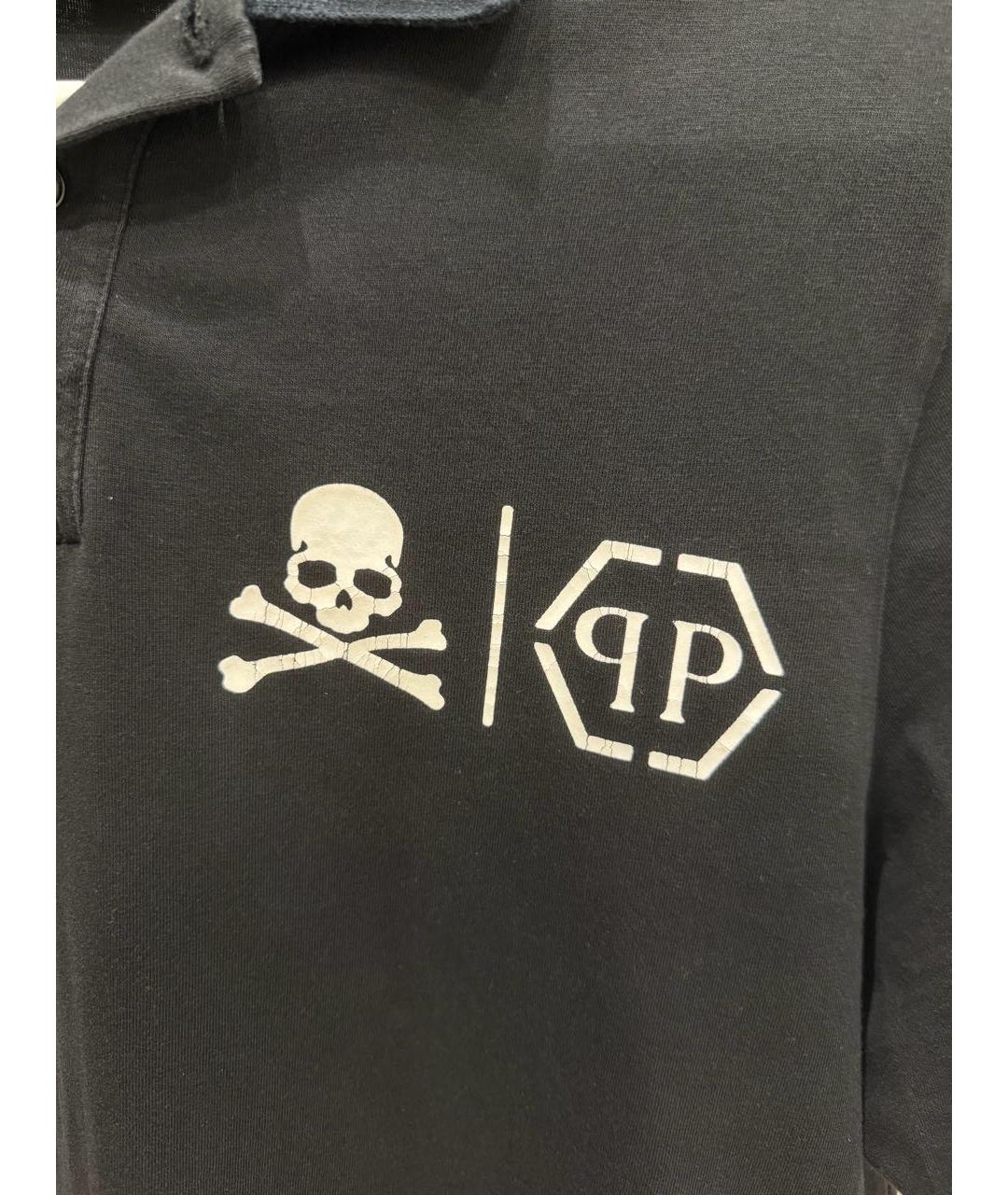 PHILIPP PLEIN Черное хлопковое поло с коротким рукавом, фото 5