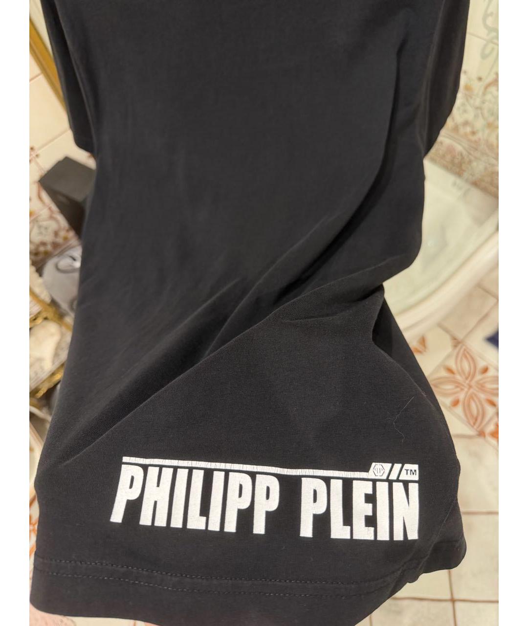 PHILIPP PLEIN Черное хлопковое поло с коротким рукавом, фото 7