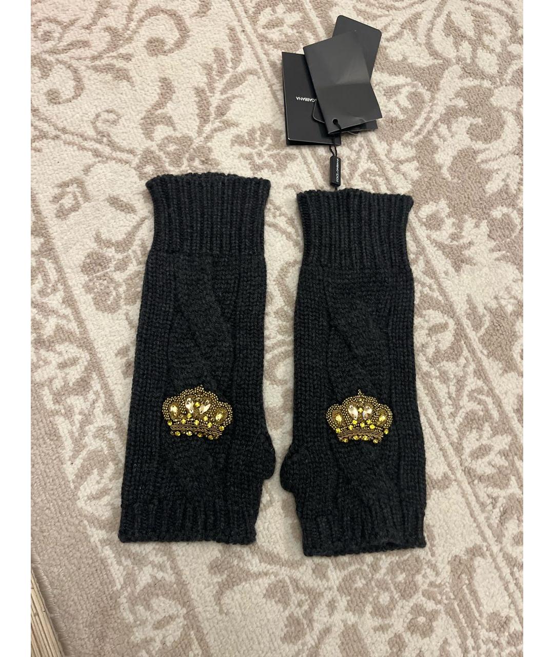 DOLCE&GABBANA Антрацитовые кашемировые митенки, фото 6