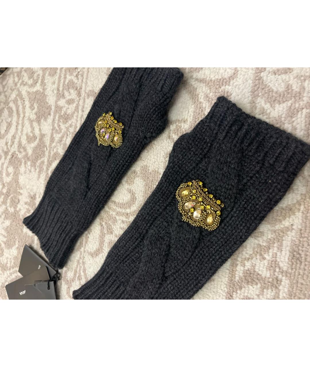 DOLCE&GABBANA Антрацитовые кашемировые митенки, фото 3