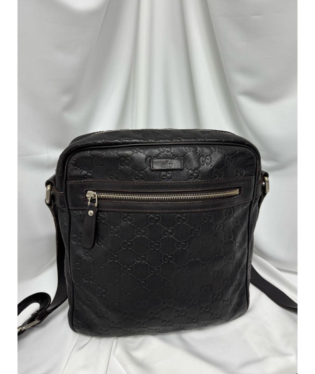 GUCCI Коричневая кожаная сумка на плечо, фото 3
