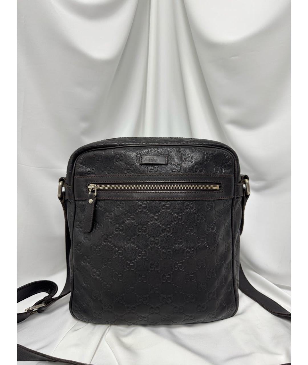 GUCCI Коричневая кожаная сумка на плечо, фото 5