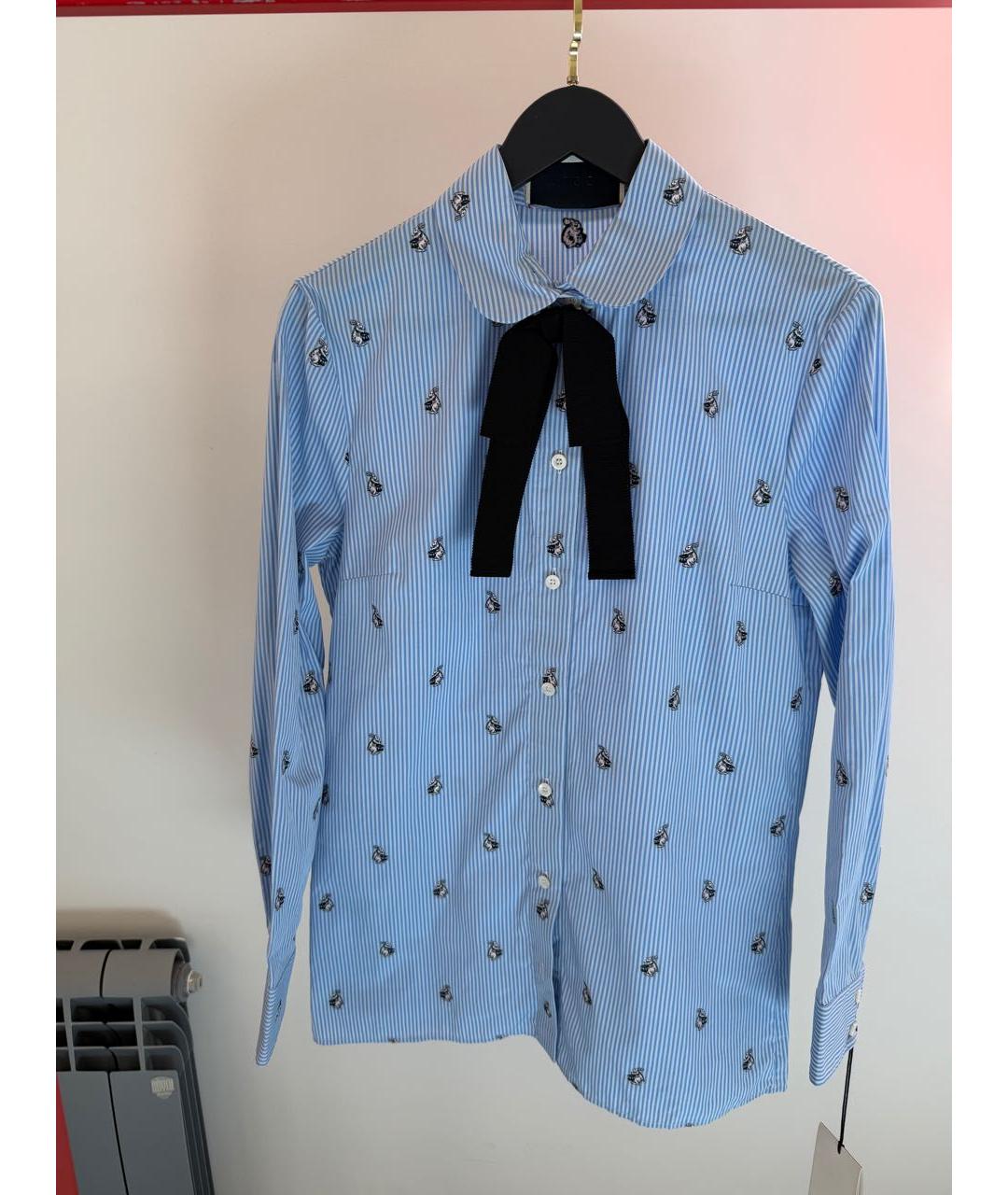 GUCCI Голубая хлопковая рубашка, фото 6