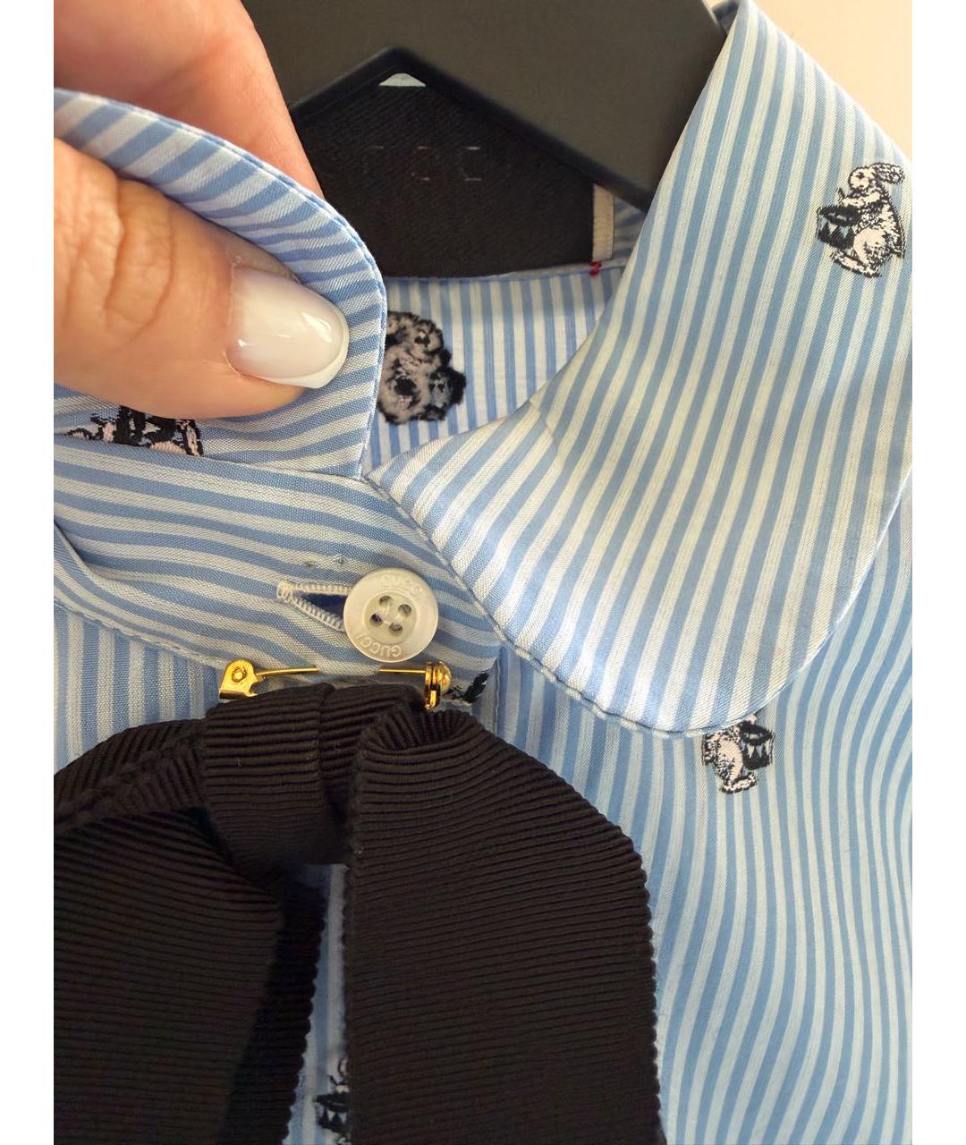 GUCCI Голубая хлопковая рубашка, фото 7