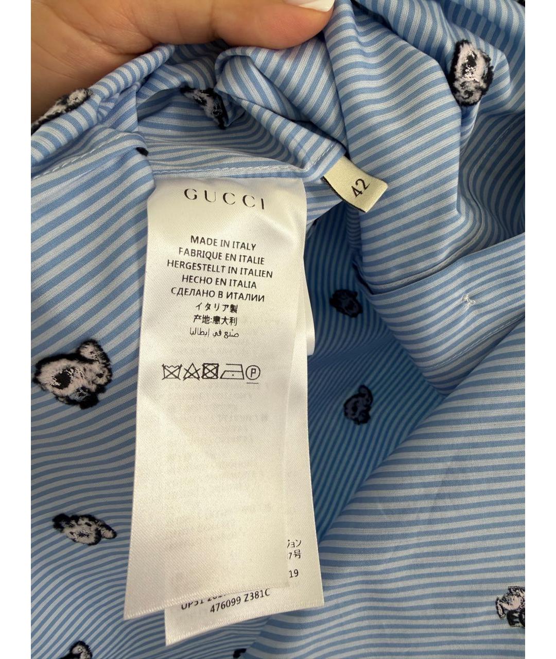 GUCCI Голубая хлопковая рубашка, фото 4