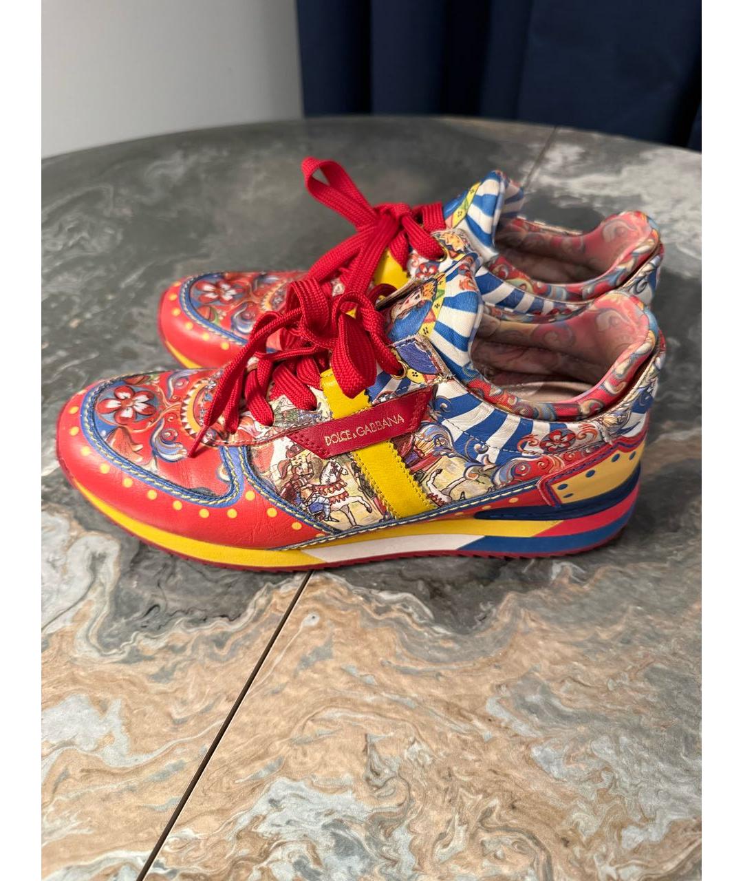 DOLCE&GABBANA Мульти кожаные кроссовки, фото 6