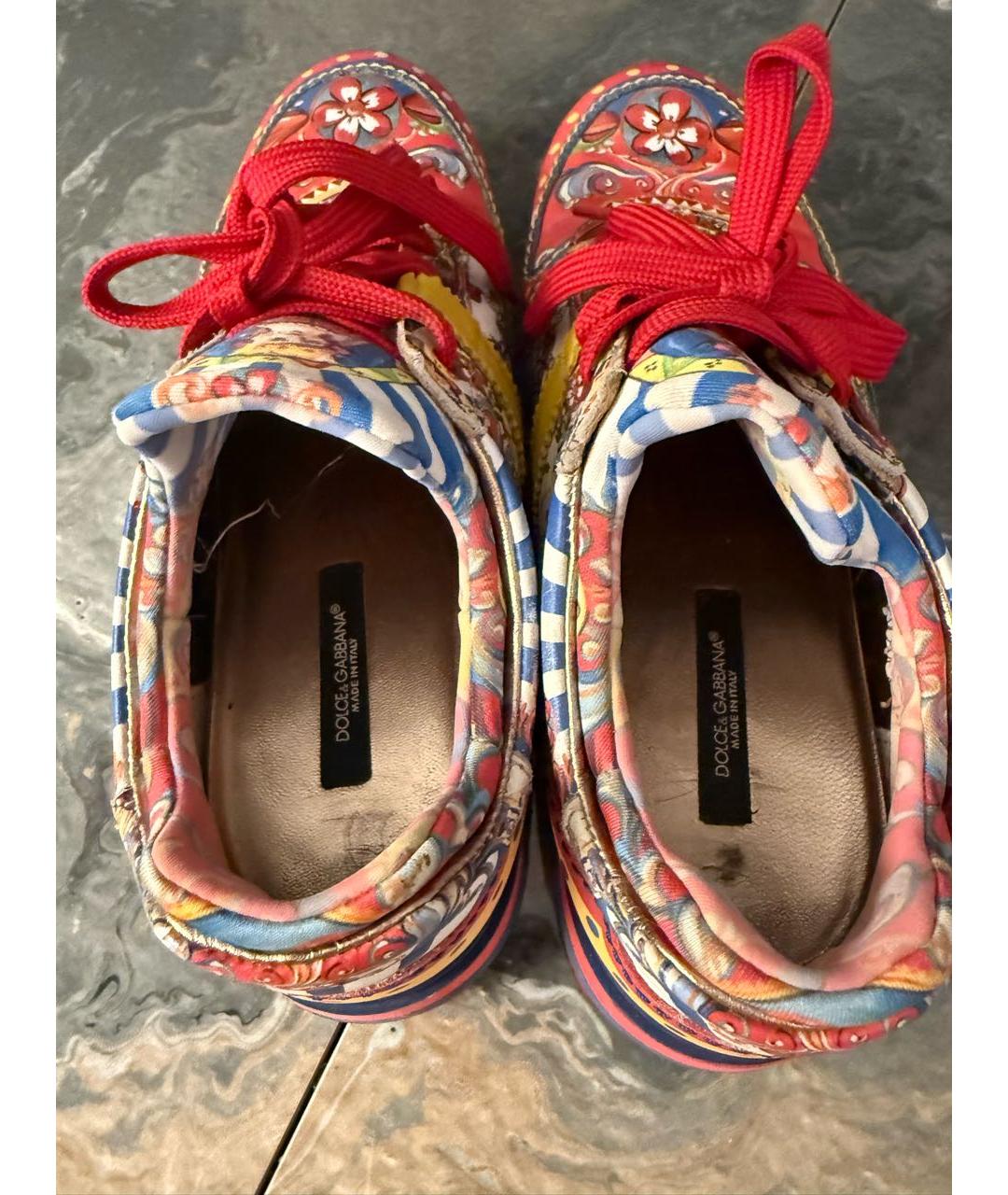 DOLCE&GABBANA Мульти кожаные кроссовки, фото 3