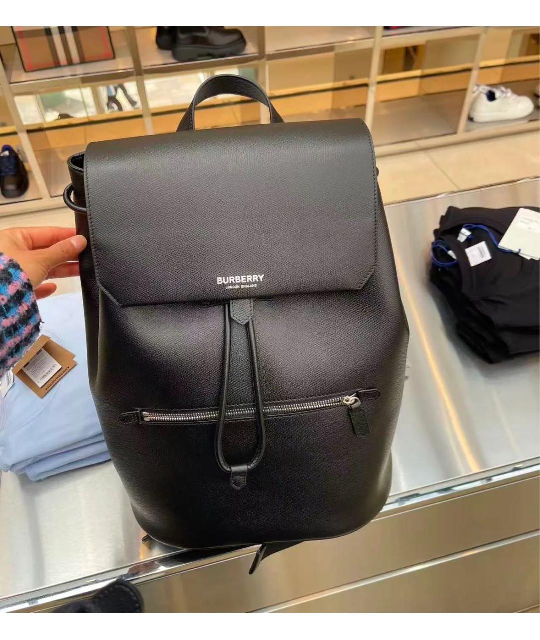 BURBERRY Черный кожаный рюкзак, фото 4