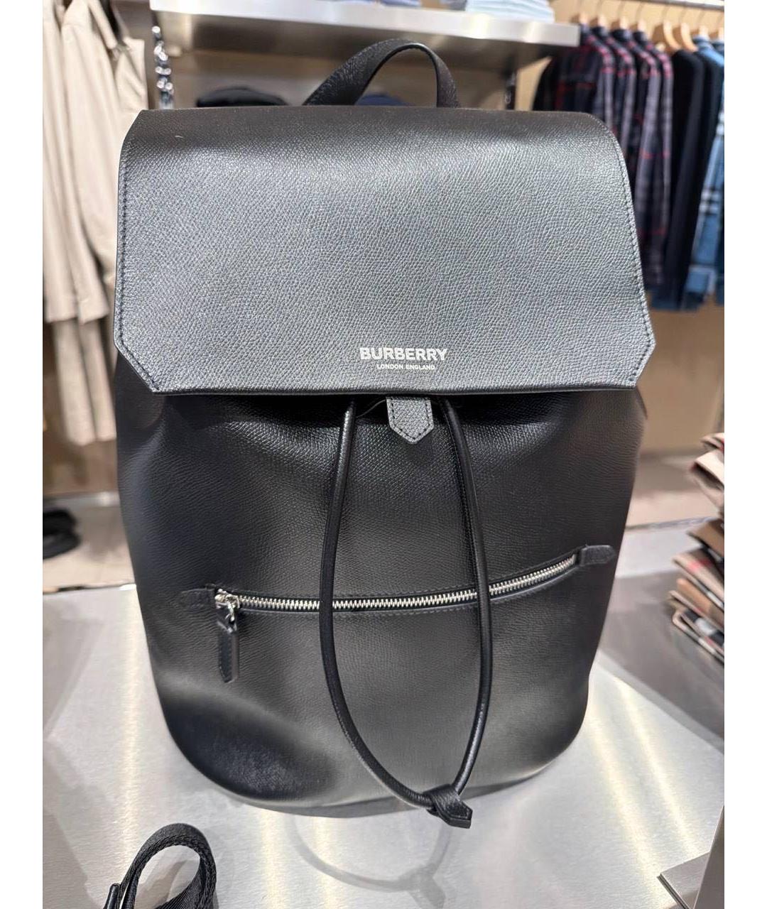 BURBERRY Черный кожаный рюкзак, фото 2
