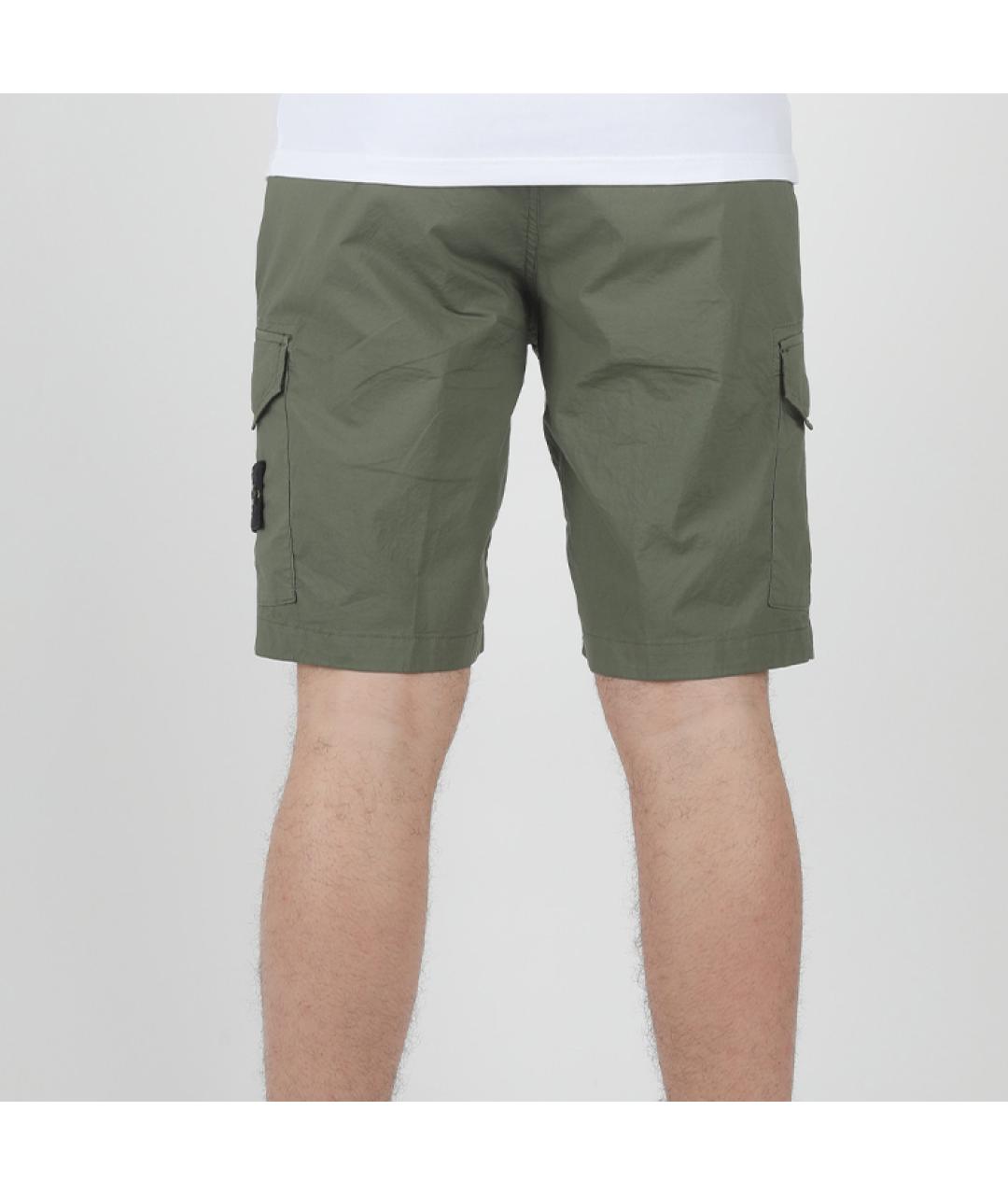 STONE ISLAND Зеленые хлопковые шорты, фото 4