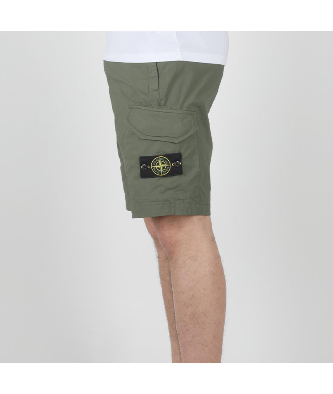 STONE ISLAND Зеленые хлопковые шорты, фото 3