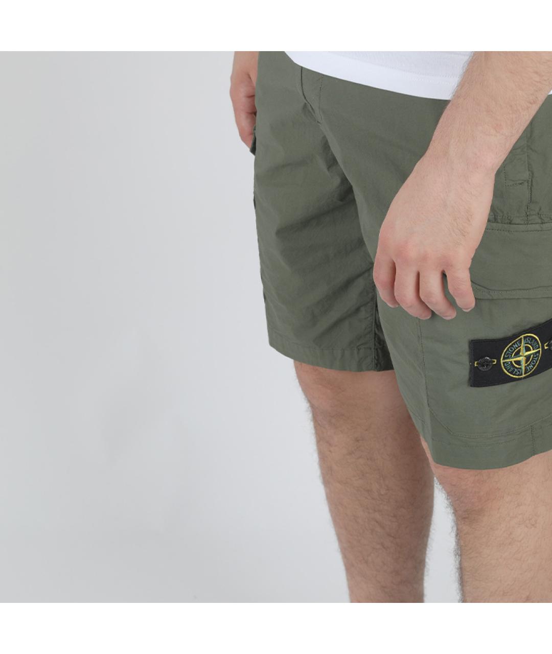 STONE ISLAND Зеленые хлопковые шорты, фото 5
