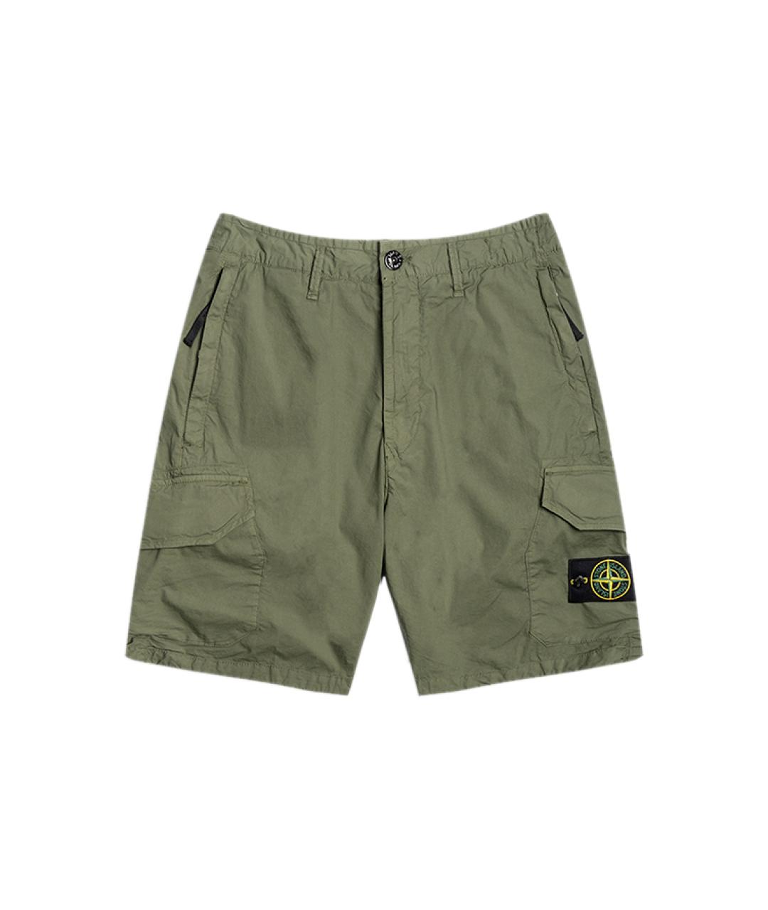 STONE ISLAND Зеленые хлопковые шорты, фото 6