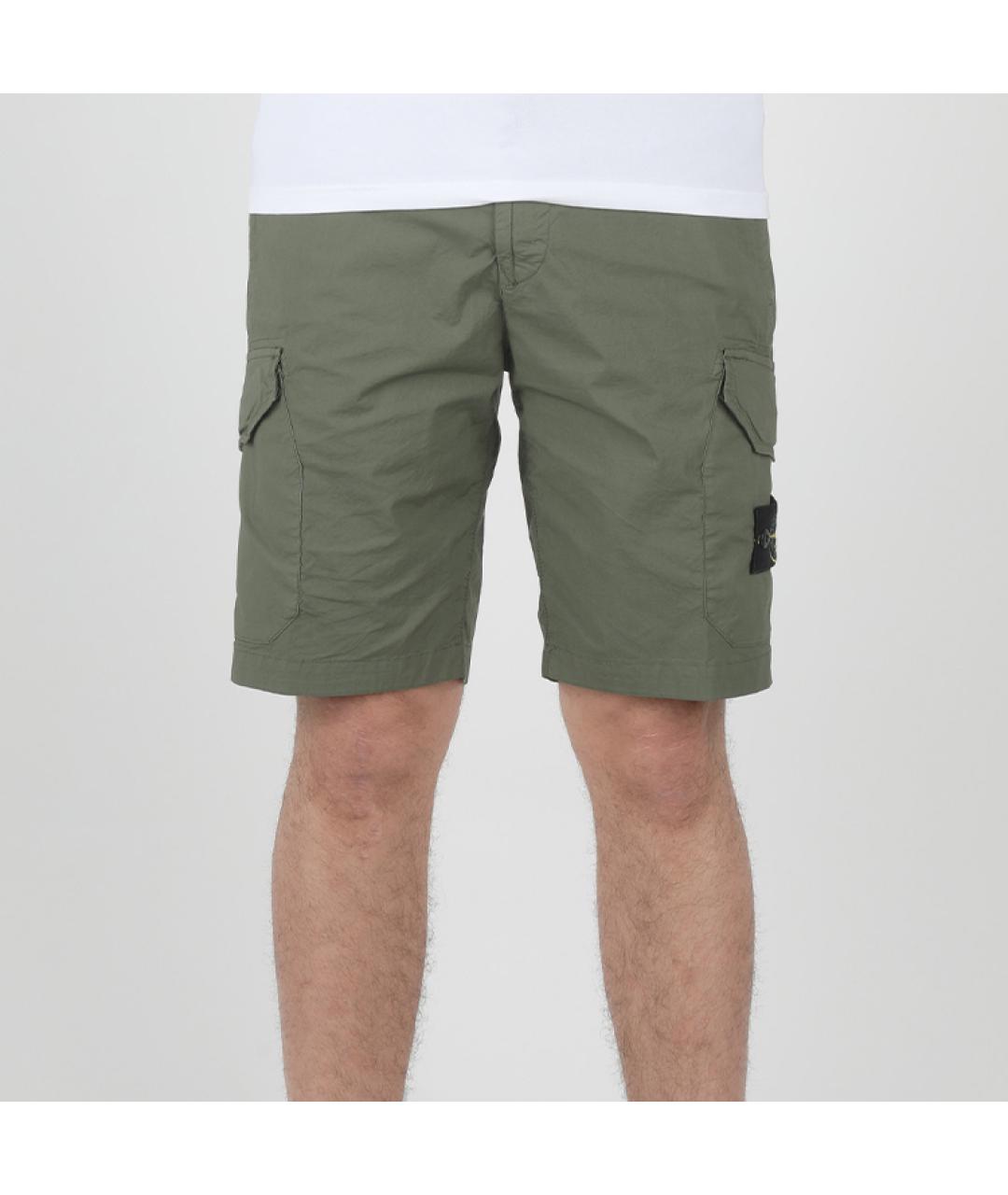 STONE ISLAND Зеленые хлопковые шорты, фото 2