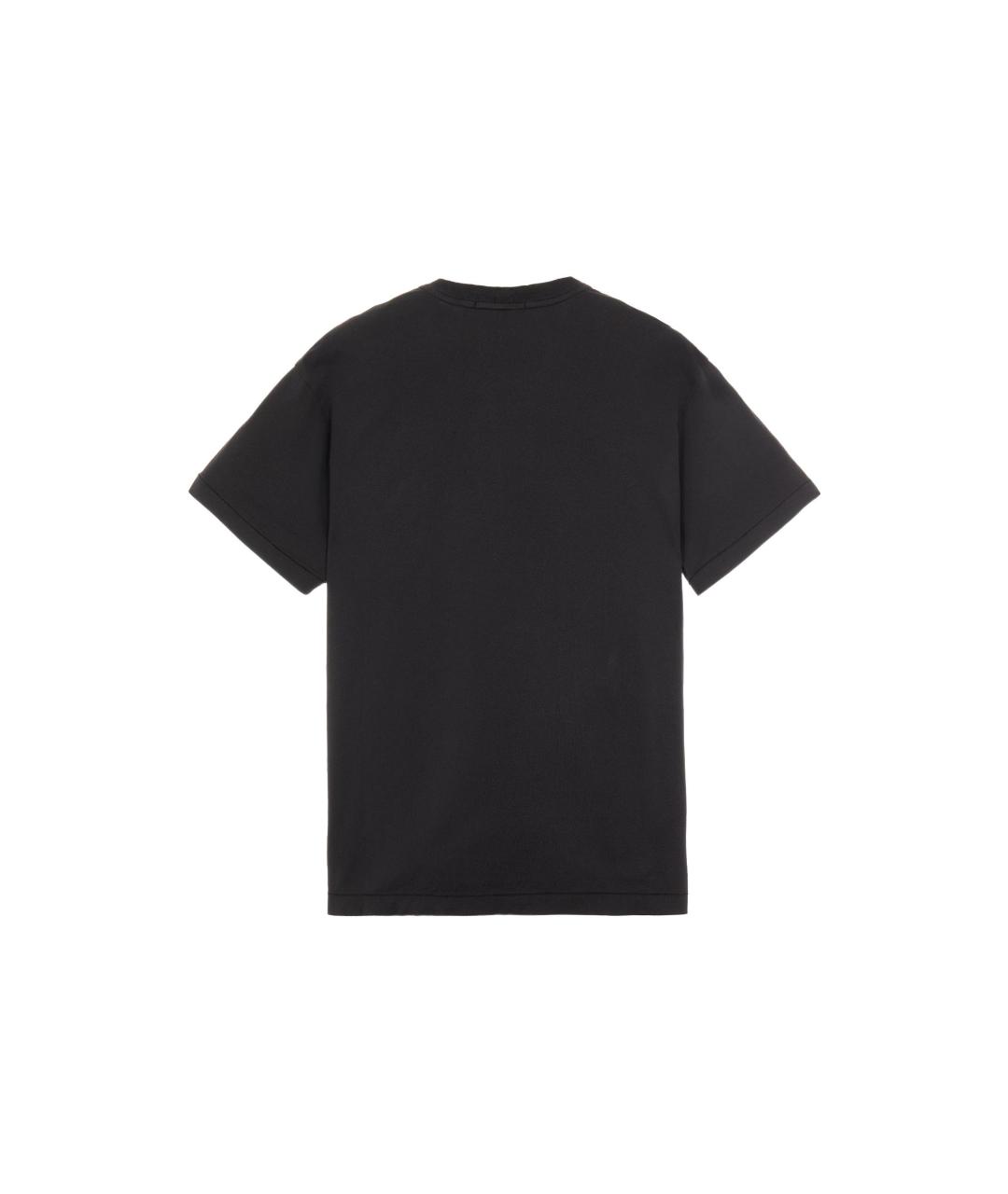 STONE ISLAND Черная хлопковая футболка, фото 2